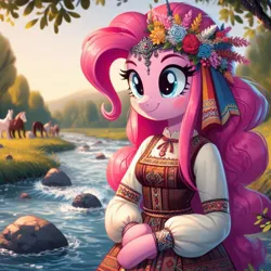 Size: 1024x1024 | Tagged: prompter needed, safe, ai content, derpibooru import, machine learning generated, pinkie pie, cyrillic, image, jpeg, russian, slavic