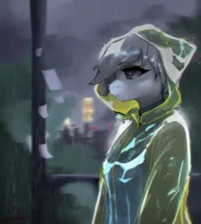 Size: 3500x3900 | Tagged: safe, artist:flutterbutt, derpibooru import, oc, unofficial characters only, image, png, rain, raincoat, storm, train station