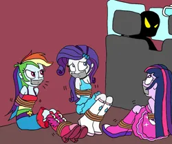 Size: 1083x907 | Tagged: safe, artist:bugssonicx, derpibooru import, rainbow dash, rarity, twilight sparkle, equestria girls, car, fall formal outfits, g4, gag, image, png, tape, tape gag