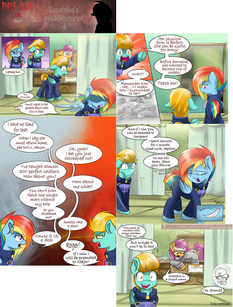 Size: 2567x3387 | Tagged: safe, artist:redheadfly, derpibooru import, lightning dust, rainbow dash, scootaloo, pony, comic:dps, comic, image, older, png