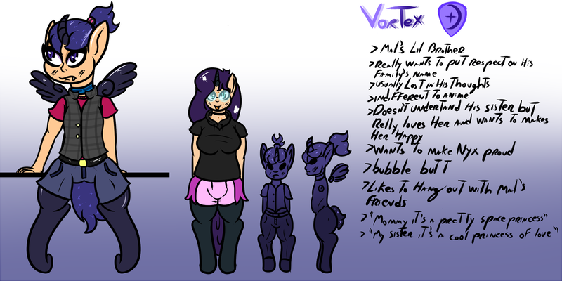 Size: 2000x1000 | Tagged: safe, artist:lazerblues, derpibooru import, oc, oc:mal, oc:vortex, satyr, horn, image, parent:oc:nyx, png, reference sheet, wings