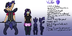 Size: 2000x1000 | Tagged: safe, artist:lazerblues, derpibooru import, oc, oc:mal, oc:vortex, satyr, horn, image, parent:oc:nyx, png, reference sheet, wings