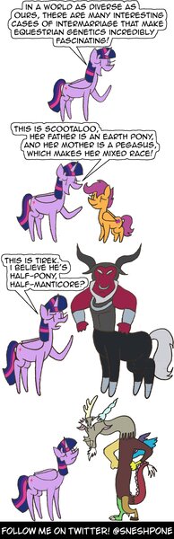 Size: 1000x3100 | Tagged: safe, artist:sneshpone, derpibooru import, discord, lord tirek, scootaloo, twilight sparkle, twilight sparkle (alicorn), alicorn, image, jpeg