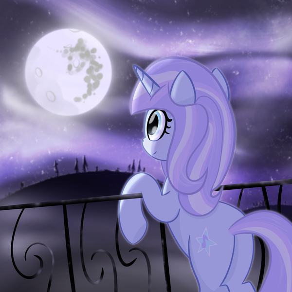 Size: 2048x2048 | Tagged: safe, artist:knife smile, derpibooru import, oc, oc:星雪, unicorn, commission, horn, image, mare in the moon, moon, mountain, mountain range, png, stars, unicorn oc