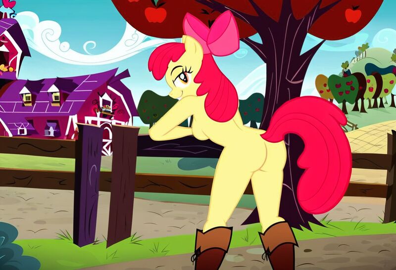 Size: 1216x832 | Tagged: questionable, ai content, machine learning generated, stable diffusion, apple bloom, anthro, earth pony, apple tree, busty apple bloom, cowgirl boots, exhibitionism, farmhouse, fence, flirty, image, inviting, jpeg, leaning forward, looking back at you, nudity, pinup, seductive pose, sexy, sideboob, smirk, solo, standing, sunbathing, sweet apple acres