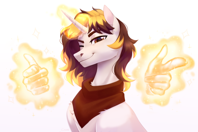 Size: 3000x2000 | Tagged: safe, artist:sparkling_light, derpibooru import, oc, pony, unicorn, hand, horn, image, magic, magic hands, png, solo