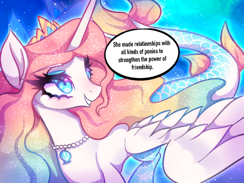 Size: 960x719 | Tagged: safe, artist:natures_love, derpibooru import, oc, unofficial characters only, merpony, pony, beautiful, blue eyes, bubble, concave belly, crepuscular rays, crown, cute, digital art, dorsal fin, eyelashes, eyeshadow, feather, female, fin, fins, fish tail, flowing mane, flowing tail, happy, horn, image, jewelry, makeup, mare, necklace, ocean, pearl necklace, png, regalia, scales, seaponified, seashell, slender, smiling, solo, sparkles, species swap, spread wings, swimming, tail, thin, underwater, water, wings