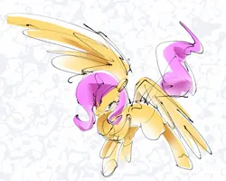 Size: 1061x850 | Tagged: safe, artist:ghostopal_, derpibooru import, fluttershy, pegasus, pony, abstract background, colored sketch, female, g4, image, jpeg, mare, sketch, solo