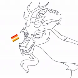 Size: 1063x1063 | Tagged: safe, artist:pasteljesterz, derpibooru import, discord, draconequus, butch lesbian pride flag, g4, image, jpeg, male, pride, pride flag, simple background, sketch, solo, white background