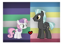Size: 2160x1620 | Tagged: artist needed, safe, derpibooru import, sweetie belle, thunderlane, pony, age difference, female, filly, foal, heart, image, implied foalcon, implied underage, male, map flag, maps pride flag, png, pride ponies, ship stamp, shipping, shipping domino, stallion, stamp, straight, sweetielane