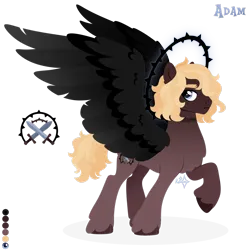 Size: 1920x1920 | Tagged: safe, artist:kabuvee, derpibooru import, oc, oc:adam, unofficial characters only, pegasus, pony, colored wings, concave belly, halo, image, male, png, simple background, solo, stallion, transparent background, wings