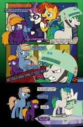 Size: 1920x2948 | Tagged: safe, artist:alexdti, derpibooru import, moondancer, sunburst, oc, oc:brainstorm (alexdti), oc:purple creativity, oc:star logic, pegasus, pony, unicorn, comic:quest for friendship retold, angry, cutie map, horn, image, png, twilight's castle