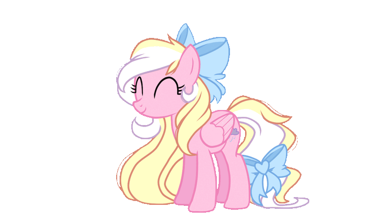 Size: 1280x720 | Tagged: safe, artist:rumadeshy, derpibooru import, oc, oc:bay breeze, unofficial characters only, pegasus, pony, animated, bow, cute, dancing, eyes closed, female, flapping wings, gif, hair bow, happy, image, long mane, mare, ocbetes, pegasus oc, simple background, tail, tail bow, transparent background, wings
