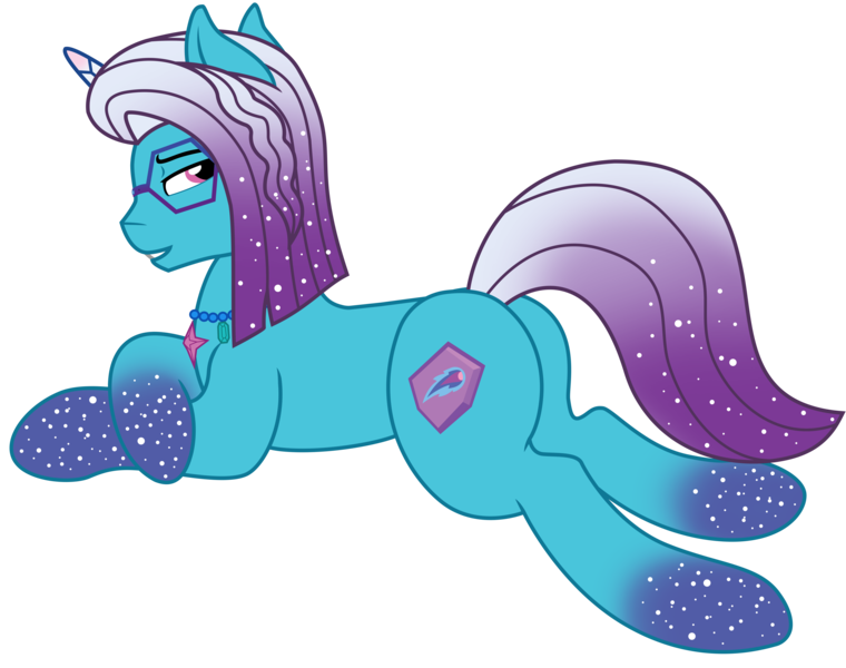 Size: 8425x6648 | Tagged: suggestive, artist:ejlightning007arts, derpibooru import, pony, g5, my little pony: make your mark, my little pony: tell your tale, spoiler:g5, auroricorn, base used, butt, coat markings, comet (g5), g4, g5 to g4, generation leap, glasses, glitter, glitter mane, image, jewelry, looking back, lying down, male, my little pony: make your mark chapter 6, necklace, plot, png, secrets of starlight, sexy, simple background, socks (coat marking), stallion, sultry pose, transparent background, vector