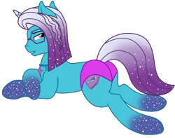 Size: 8425x6648 | Tagged: suggestive, alternate version, artist:ejlightning007arts, derpibooru import, pony, g5, my little pony: make your mark, my little pony: tell your tale, spoiler:g5, auroricorn, base used, butt, clothes, coat markings, comet (g5), g4, g5 to g4, generation leap, glasses, glitter, glitter mane, image, jewelry, looking back, lying down, male, my little pony: make your mark chapter 6, necklace, pink swimsuit, plot, png, secrets of starlight, sexy, simple background, socks (coat marking), speedo, stallion, sultry pose, swimsuit, transparent background, vector