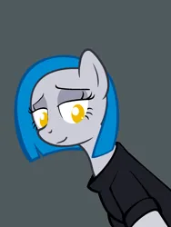 Size: 1200x1600 | Tagged: source needed, safe, anonymous artist, derpibooru import, oc, oc:lorelei kernav, unofficial characters only, earth pony, bust, clothes, eyebrows, female, image, looking down, png, raised eyebrow, rolled up sleeves, simple background, solo
