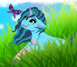 Size: 4000x3500 | Tagged: safe, artist:monsoonvisionz, derpibooru import, butterfly, insect, pony, unicorn, g5, horn, image, misty brightdawn, png, solo