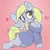 Size: 1900x1900 | Tagged: safe, artist:t72b, derpibooru import, derpy hooves, pegasus, pony, blushing, choker, clothes, cute, derpabetes, dress, female, gradient background, heart, image, mare, png, simple background, sitting, solo, spread wings, sweater, sweater dress, weapons-grade cute, wings