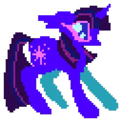 Size: 500x500 | Tagged: safe, artist:larvaecandy, derpibooru import, twilight sparkle, pony, unicorn, alternate color palette, alternate eye color, big eyes, colored, colored sclera, digital art, ear fluff, eye clipping through hair, female, flat colors, floppy ears, g4, horn, image, long mane, long tail, mare, multicolored mane, multicolored tail, no mouth, pink sclera, pixel animation, pixel art, png, profile, purple coat, purple eyes, simple background, solo, standing, straight mane, straight tail, tail, transparent background, unicorn horn, wingding eyes