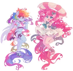 Size: 6606x6507 | Tagged: safe, artist:saxopi, derpibooru import, pinkie pie, rainbow dash, earth pony, pegasus, semi-anthro, absurd file size, absurd resolution, bow, clothes, dress, duo, female, image, inner tube, lifeguard, looking at you, midriff, open mouth, open smile, panties, png, pool toy, shoes, simple background, smiling, straps, sundress, underwear, whistle, white background, wind, windswept mane