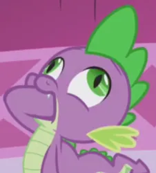 Size: 340x376 | Tagged: safe, derpibooru import, screencap, spike, dragon, derp, faic, fangs, g4, great moments in animation, green, green eyes, hand in mouth, image, png, purple, scales, slit pupils, wingless spike