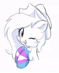 Size: 629x771 | Tagged: safe, artist:skylinepony_, derpibooru import, pony, clothes, cute, female, image, jpeg, long hair, looking at you, one eye closed, simple background, sketch, smiling, smiling at you, socks, solo, white background