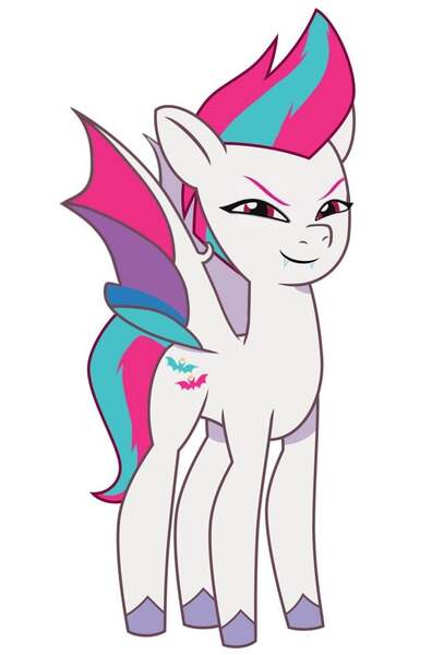 Size: 640x944 | Tagged: safe, artist:jazzhooves, derpibooru import, zipp storm, bat pony, pony, g5, bat ponified, bat wings, fangs, female, image, jpeg, race swap, red eyes, simple background, smiling, smirk, solo, white background, wings