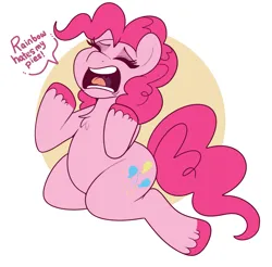 Size: 1545x1522 | Tagged: safe, artist:lulubell, derpibooru import, pinkie pie, earth pony, pony, secrets and pies, eyes closed, g4, image, implied rainbow dash, kneeling, open mouth, png, sad, screaming, solo, unshorn fetlocks, yelling