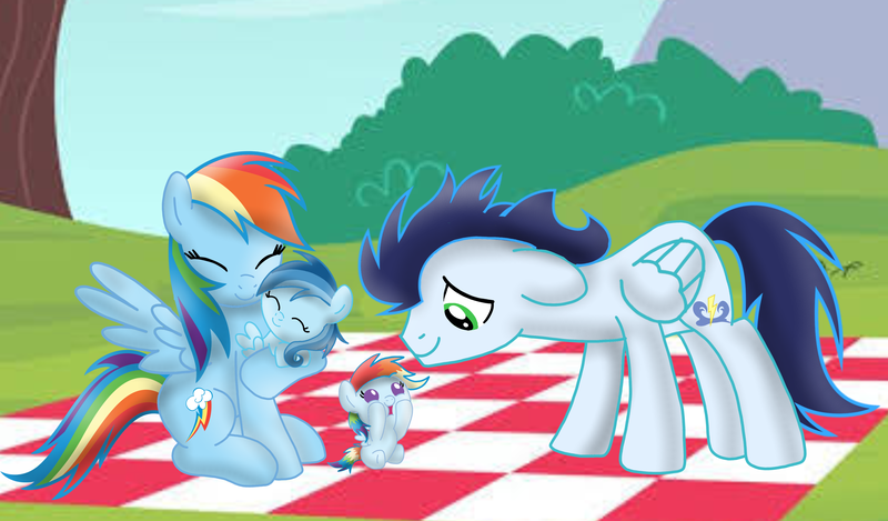 Size: 3812x2235 | Tagged: safe, derpibooru import, rainbow dash, soarin', oc, oc:ragtag, oc:shooting star, pegasus, pony, baby, baby pony, female, filly, foal, image, male, mare, offspring, parent:rainbow dash, parent:soarin', parents:soarindash, png, shipping, siblings, soarindash, stallion, straight, twins