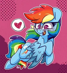 Size: 1640x1800 | Tagged: safe, artist:lou, derpibooru import, rainbow dash, pegasus, pony, female, happy, heart, image, looking at you, mare, open mouth, open smile, png, smiling