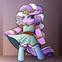 Size: 2000x2000 | Tagged: safe, artist:andaluce, derpibooru import, diamond tiara, pony, bipedal, clothes, dress, ear piercing, earring, female, filly, foal, g4, image, jewelry, necklace, piercing, png, posing for photo, socks, solo, tiara