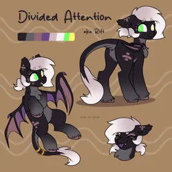 Size: 3000x3000 | Tagged: safe, artist:spoopygander, derpibooru import, oc, oc:divided attention, bat pony, pony, cute, image, png, reference sheet