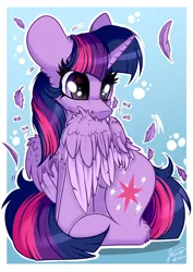 Size: 2894x4093 | Tagged: safe, artist:julunis14, derpibooru import, twilight sparkle, twilight sparkle (alicorn), alicorn, pony, cute, feather, female, g4, grooming, horn, image, mare, png, preening, sitting, solo, tail, twiabetes, wings
