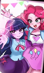 Size: 621x1024 | Tagged: artist needed, source needed, safe, derpibooru import, pinkie pie, twilight sparkle, equestria girls, g4, image, jpeg