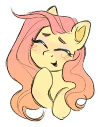 Size: 2088x2610 | Tagged: safe, artist:resoi0, derpibooru import, fluttershy, pegasus, pony, blush scribble, blushing, bust, cute, eyes closed, female, g4, high res, image, jpeg, mare, open mouth, open smile, shyabetes, simple background, smiling, solo, white background