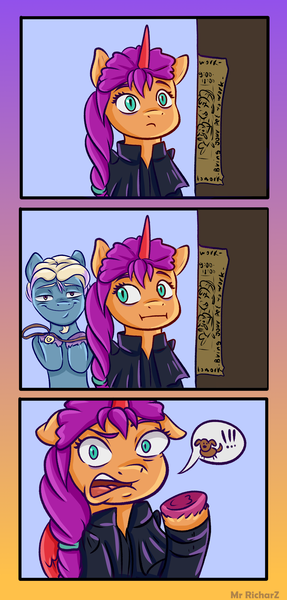 Size: 1776x3714 | Tagged: safe, artist:mrricharz, derpibooru import, sunny starscout, oc, oc:granite metalgather, alicorn, earth pony, pony, g5, my little pony: a new generation, alternate universe, canon x oc, comic, image, png, race swap, sunnycorn