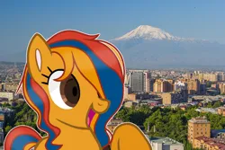 Size: 1280x853 | Tagged: safe, artist:fioweress, derpibooru import, edit, oc, ponified, pony, armenia, image, irl, mount ararat, nation ponies, photo, png, ponies in real life, solo, yerevan