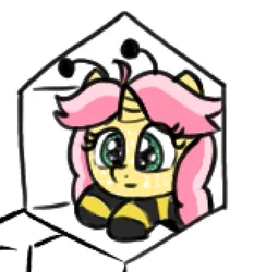 Size: 507x543 | Tagged: safe, artist:craftycirclepony, derpibooru import, oc, oc:crafty circles, unofficial characters only, pony, unicorn, animal costume, antennae, bee costume, clothes, costume, cute, female, filly, foal, freckles, honeycomb (structure), horn, image, looking at you, png, solo