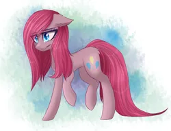 Size: 2221x1700 | Tagged: semi-grimdark, artist:queenofsilvers, derpibooru import, pinkie pie, earth pony, pony, butt fluff, chest fluff, ear fluff, eye clipping through hair, eyebrows, female, g4, image, mare, pinkamena diane pie, png, raised hoof, raised leg, scar, signature, solo, standing on two hooves, stitches, tail, wingding eyes