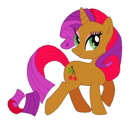 Size: 471x443 | Tagged: safe, artist:selenaede, artist:user15432, derpibooru import, cherry spices, pony, unicorn, base used, brown coat, g4, green eyes, horn, image, looking up, multicolored mane, multicolored tail, png, raised hoof, rarity hair, recolor, simple background, smiling, tail, transparent background
