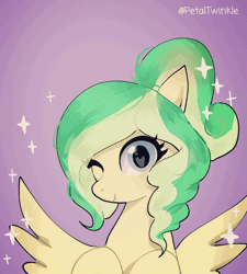 Size: 700x778 | Tagged: safe, artist:petaltwinkle, derpibooru import, oc, oc:river mint, unofficial characters only, pegasus, pony, animated, cute, gif, heart, heart eyes, image, pegasus oc, wingding eyes, wings