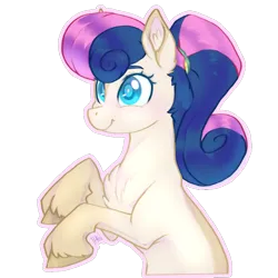 Size: 894x894 | Tagged: safe, artist:noctiad55603, artist:noctivage, derpibooru import, bon bon, sweetie drops, earth pony, pony, big eyes, cute, hoof fluff, image, png, ponytail, raised hoof, simple background, smiling, solo, transparent background