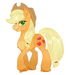 Size: 3371x3668 | Tagged: safe, artist:noctivage, derpibooru import, applejack, earth pony, apple, ear fluff, food, freckles, hat, hoof fluff, image, looking at you, png, raised hoof, simple background, smiling, smiling at you, solo, transparent background