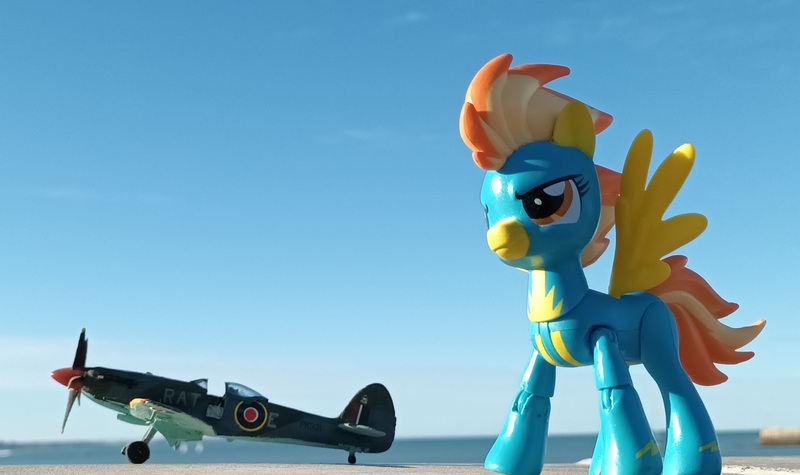 Size: 2990x1776 | Tagged: safe, artist:dingopatagonico, derpibooru import, spitfire, pegasus, image, jpeg, photo, plane, solo, supermarine spitfire, toy, world war ii