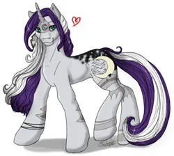 Size: 600x538 | Tagged: safe, artist:silvermoonbreeze, derpibooru import, oc, oc:moonbreeze, unofficial characters only, pony, unicorn, facial markings, female, heart, horn, image, jpeg, leg markings, looking at you, mare, raised hoof, simple background, solo, standing, unicorn oc, white background