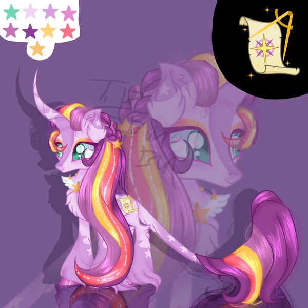 Size: 1607x1607 | Tagged: safe, artist:yoursmolbunny, derpibooru import, pony, unicorn, g5, curved horn, ear markings, female, horn, horn markings, image, jewelry, jpeg, leg markings, leonine tail, mare, necklace, palindrome get, race swap, redesign, smiling, solo, sunny starscout's mother, tail, tail markings, unicornified, unshorn fetlocks