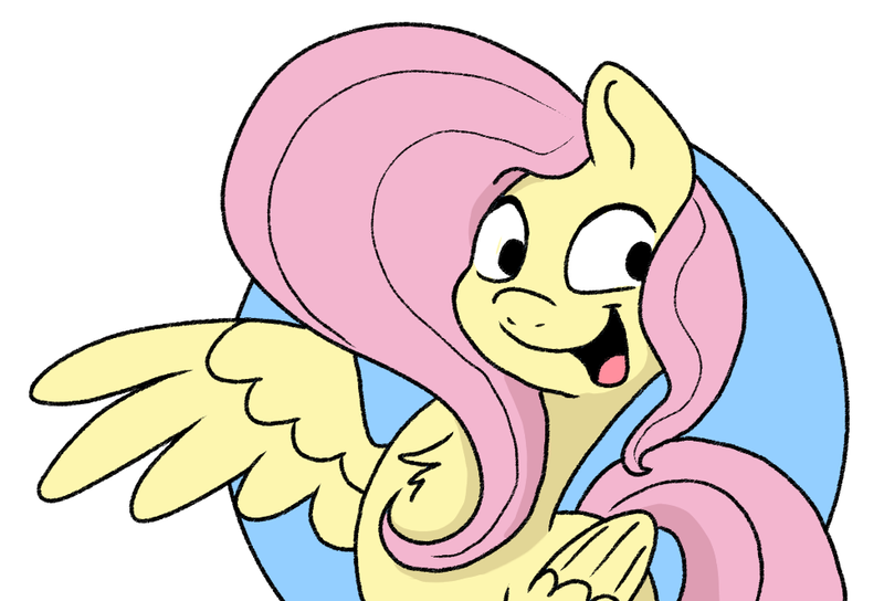 Size: 975x663 | Tagged: safe, artist:doodledonutart, derpibooru import, fluttershy, pegasus, pony, chest fluff, female, g4, image, mare, one wing out, open mouth, open smile, png, simple background, smiling, solo, white background, wings