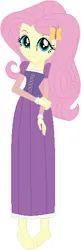 Size: 181x559 | Tagged: safe, artist:sturk-fontaine, derpibooru import, fluttershy, human, equestria girls, barefoot, base used, clothes, cosplay, costume, disney princess, feet, g4, image, png, rapunzel, simple background, white background