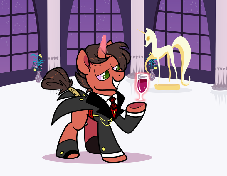 Size: 1624x1260 | Tagged: safe, artist:paperbagpony, derpibooru import, oc, oc:mars aurelian, clothes, image, magic, magic aura, png, tuxedo