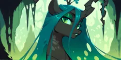 Size: 2400x1200 | Tagged: safe, ai content, derpibooru import, machine learning generated, prompter:greesys, queen chrysalis, image, lipstick, looking at you, makeup, png
